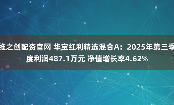 维之创配资官网 华宝红利精选混合A：2025年第三季度利润487.1万元 净值增长率4.62%